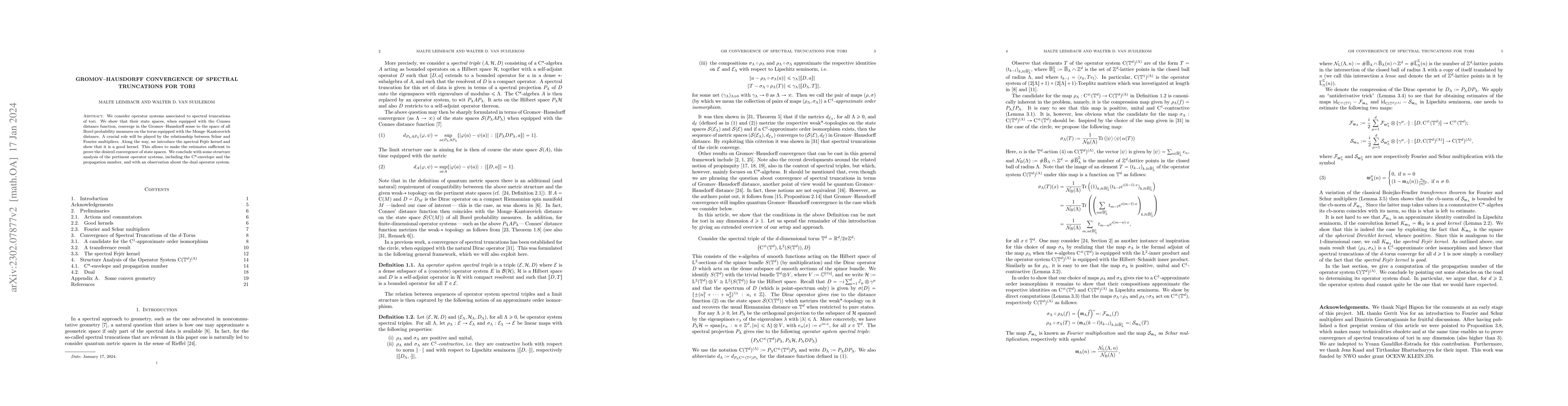 Thumbnail for Gromov--Hausdorff Convergence of Spectral Truncations for Tori