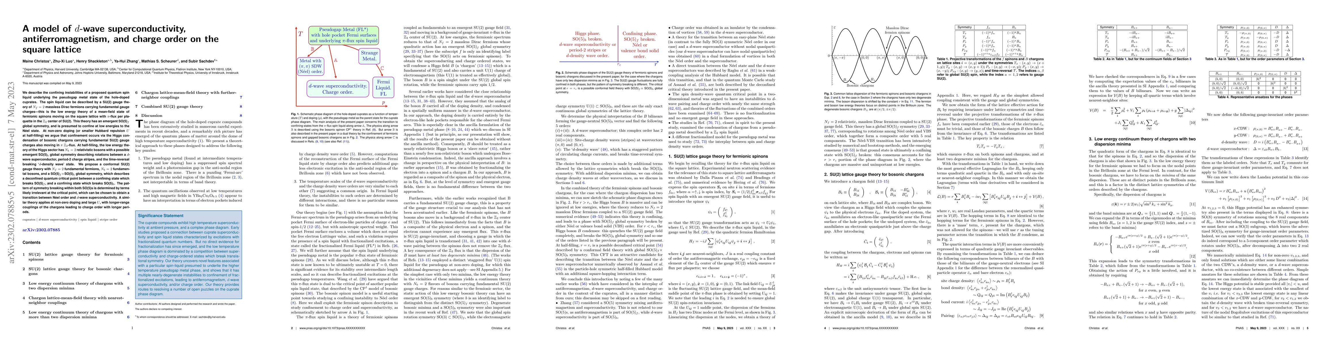 Thumbnail for A model of $d$-wave superconductivity, antiferromagnetism, and charge
  order on the square lattice