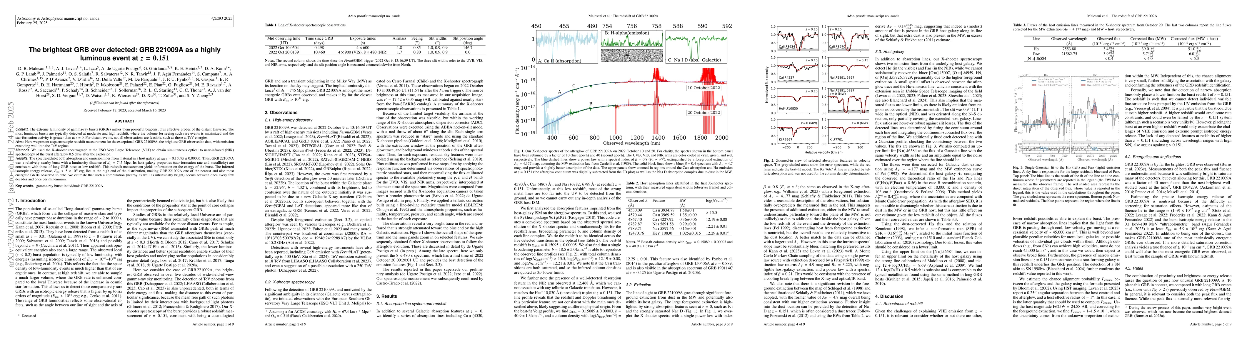Thumbnail for The brightest GRB ever detected: GRB 221009A as a highly luminous event
  at z = 0.151