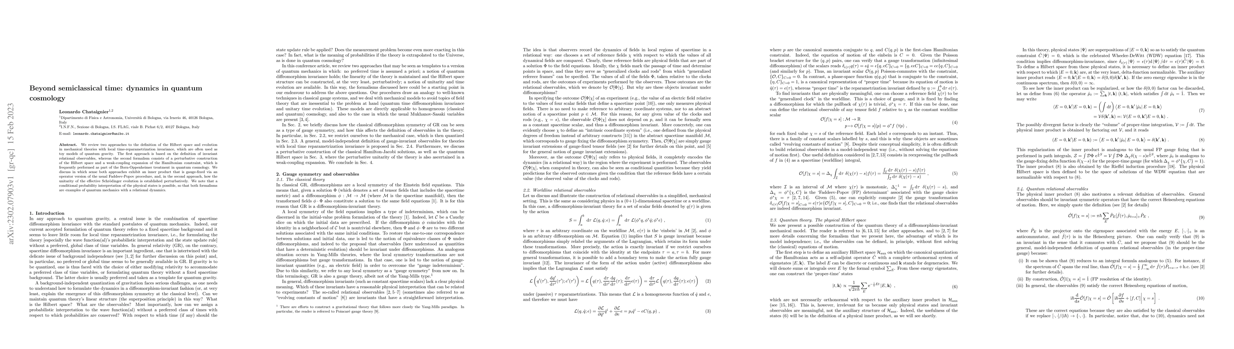 Thumbnail for Beyond semiclassical time: dynamics in quantum cosmology