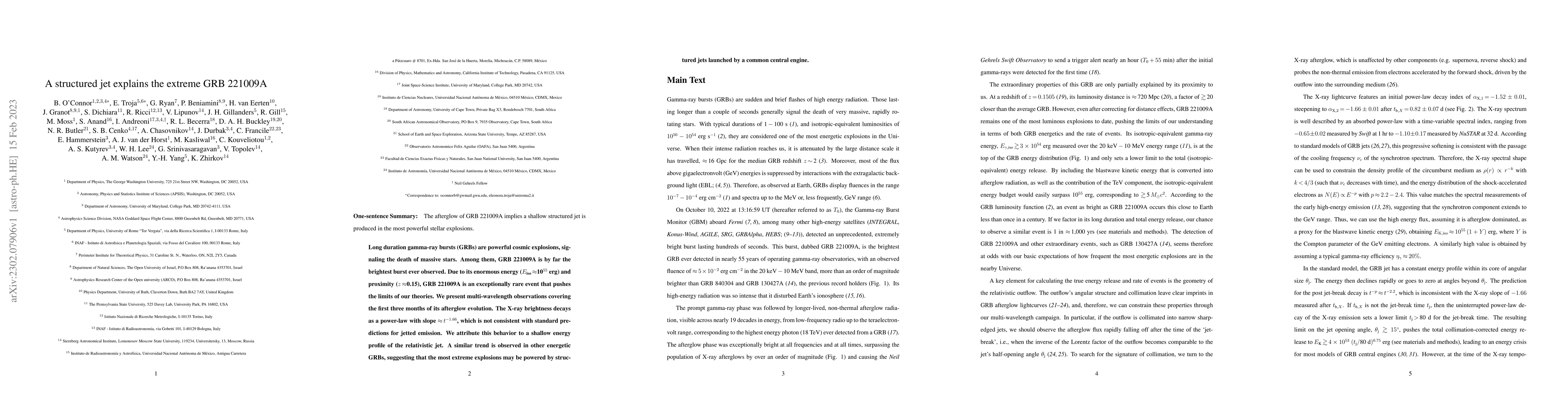 Thumbnail for A structured jet explains the extreme GRB 221009A
