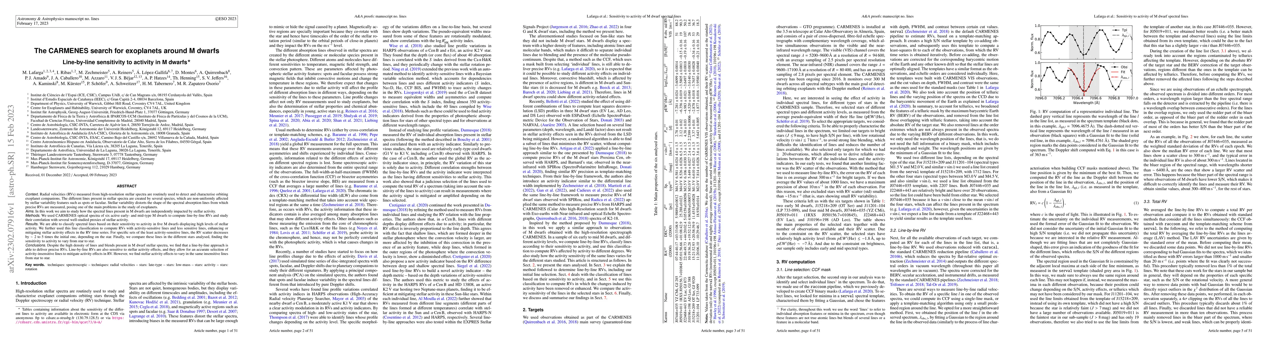 Thumbnail for The CARMENES search for exoplanets around M dwarfs. Line-by-line
  sensitivity to activity in M dwarfs