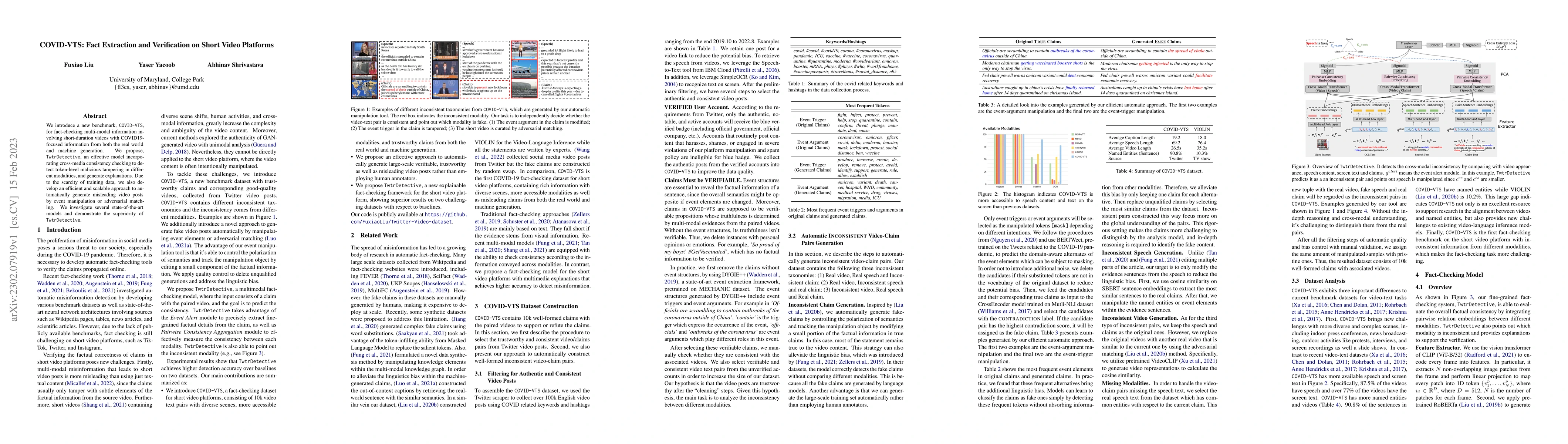 Thumbnail for COVID-VTS: Fact Extraction and Verification on Short Video Platforms