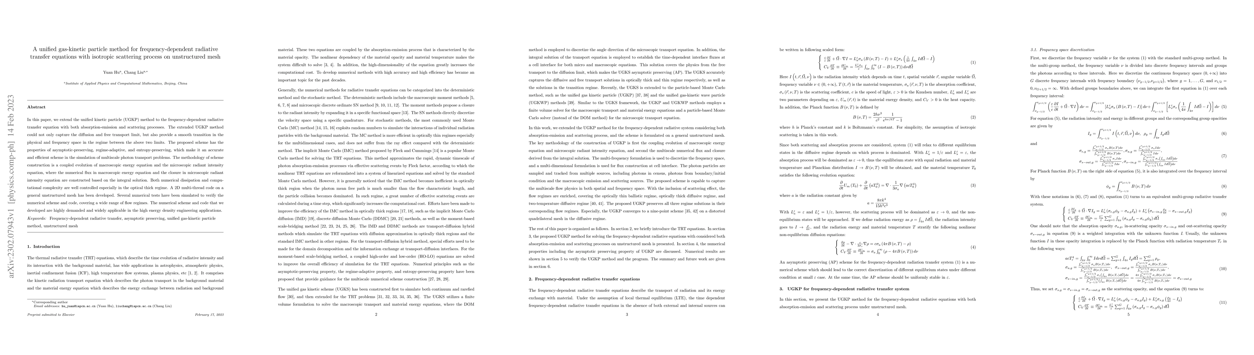 Thumbnail for A unified gas-kinetic particle method for frequency-dependent radiative
  transfer equations with isotropic scattering process on unstructured mesh