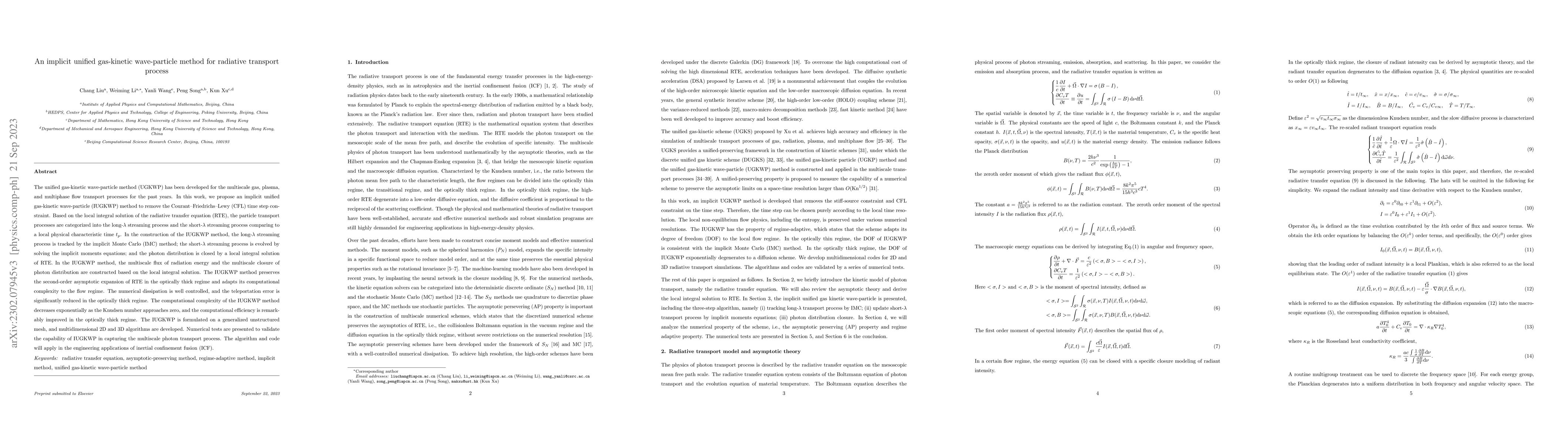 Thumbnail for An implicit unified gas-kinetic wave-particle method for radiative
  transport process