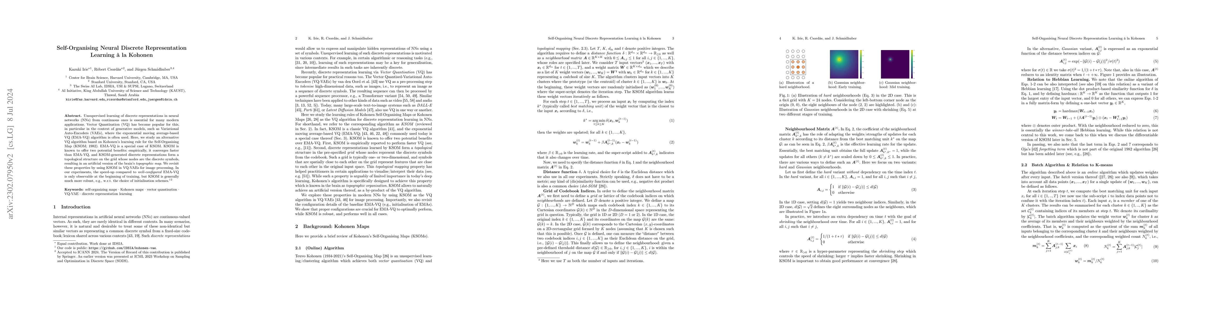 Thumbnail for Self-Organising Neural Discrete Representation Learning à la Kohonen
