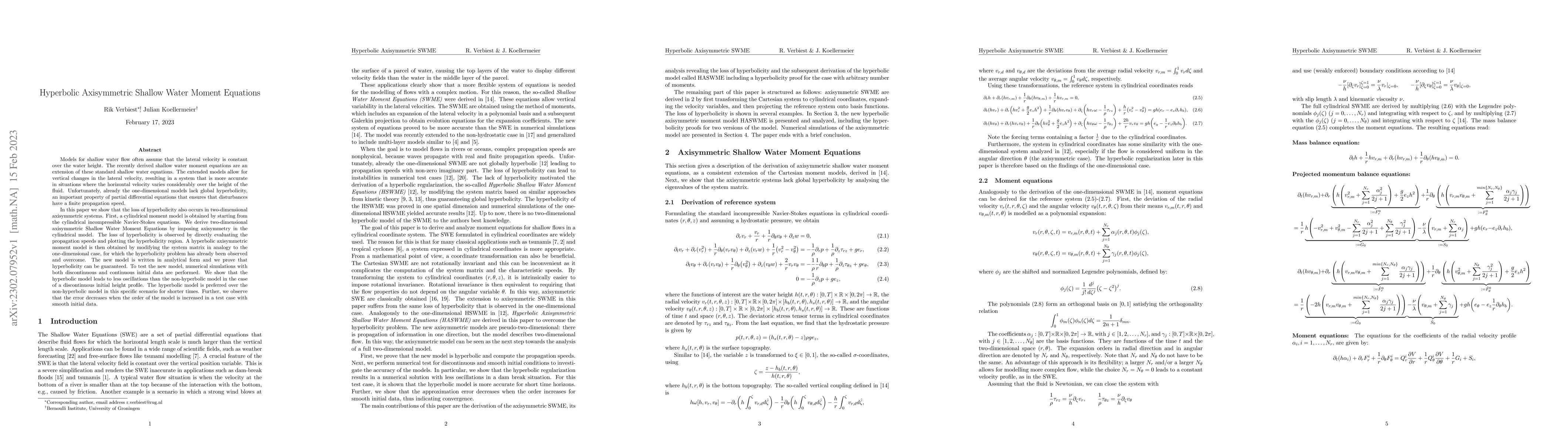 Thumbnail for Hyperbolic Axisymmetric Shallow Water Moment Equations