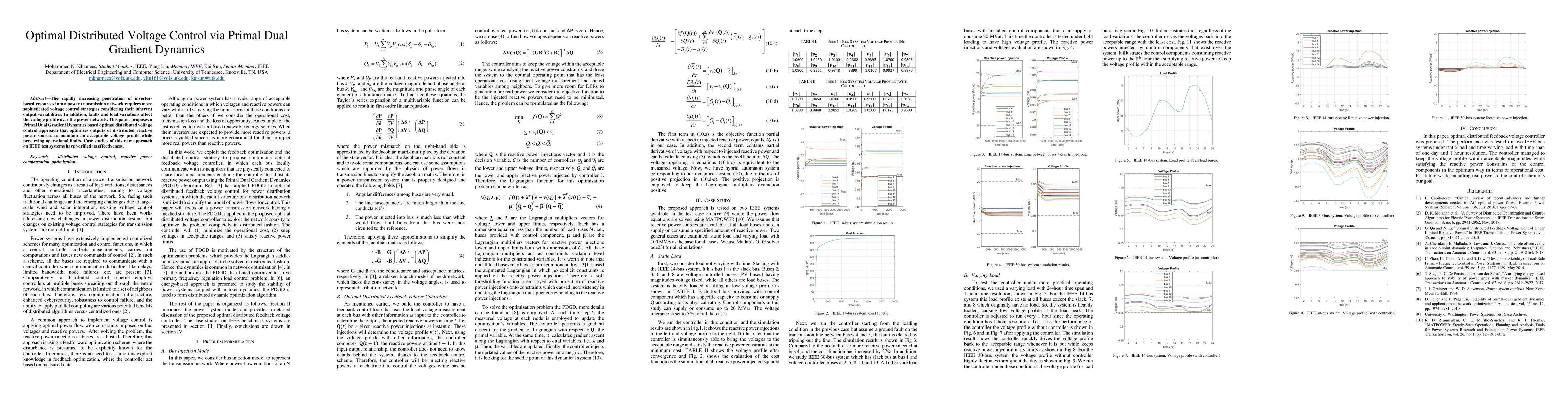 Thumbnail for Optimal Distributed Voltage Control via Primal Dual Gradient Dynamics