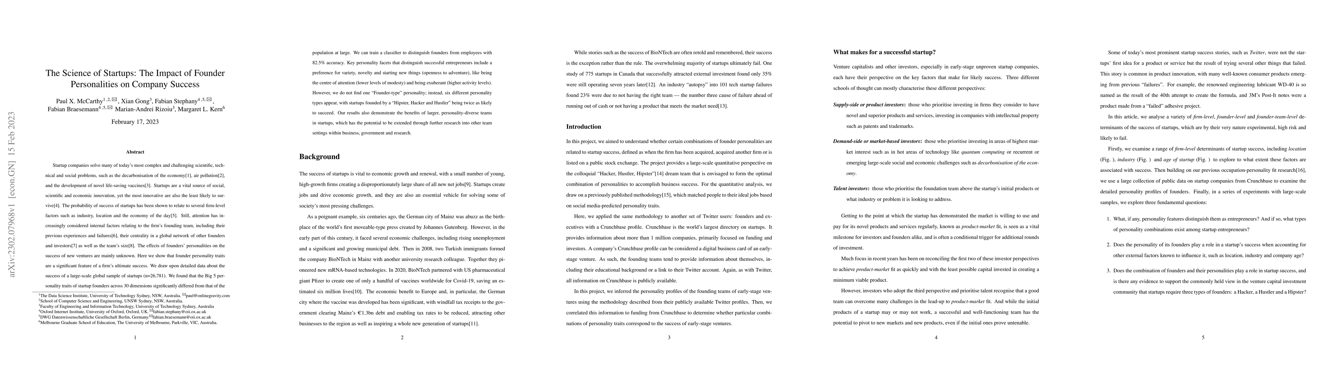 Thumbnail for The Science of Startups: The Impact of Founder Personalities on Company
  Success