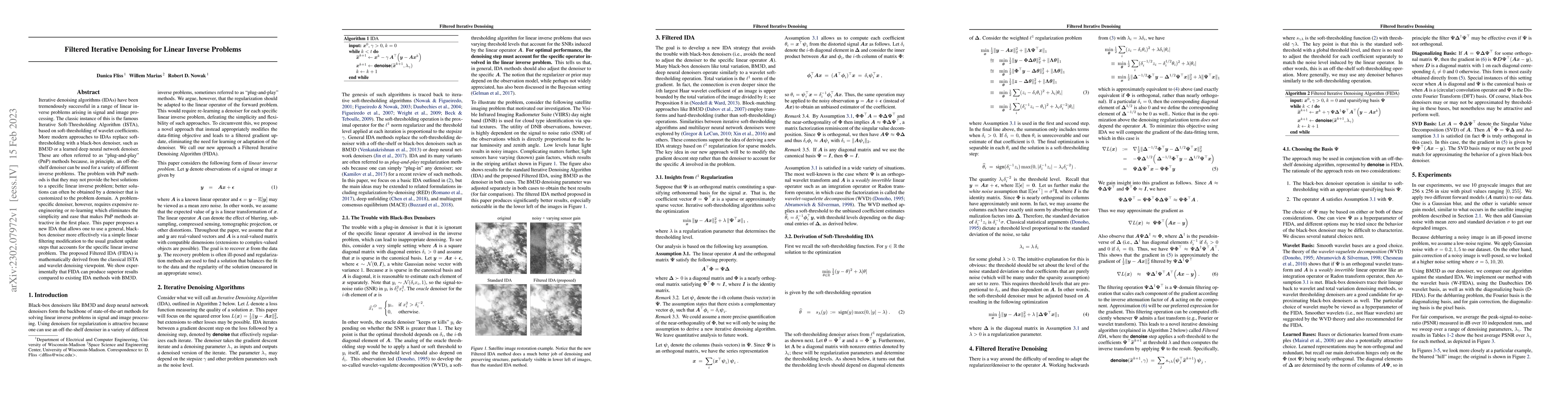 Thumbnail for Filtered Iterative Denoising for Linear Inverse Problems