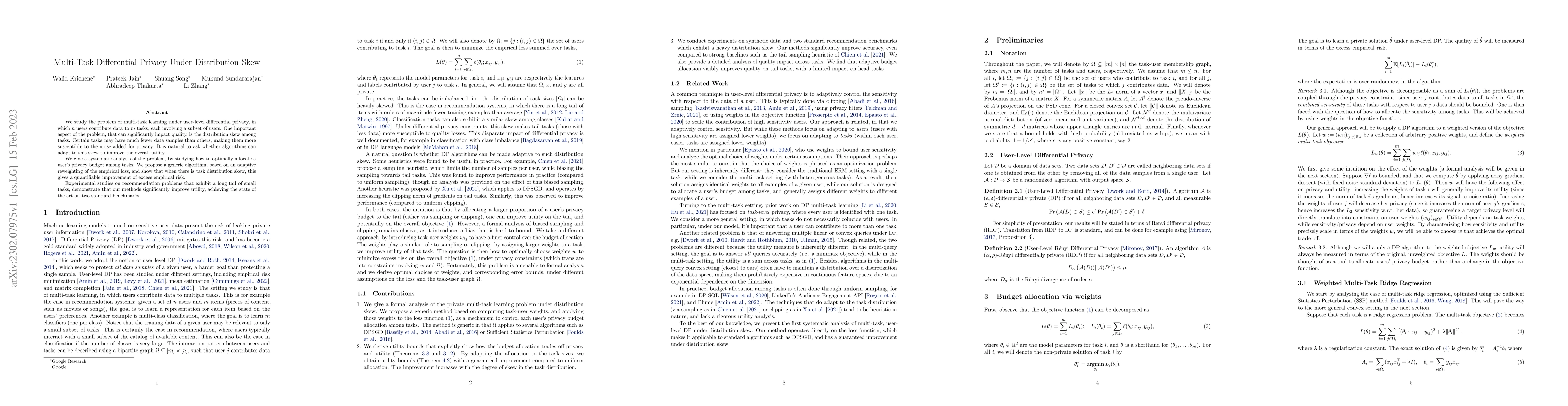 Thumbnail for Multi-Task Differential Privacy Under Distribution Skew
