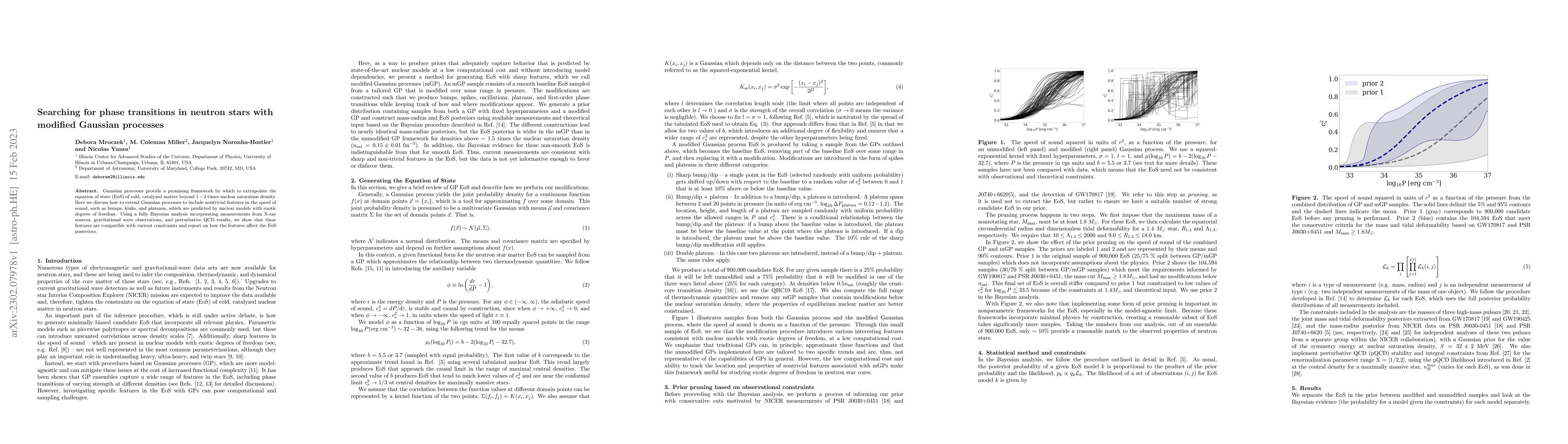 Thumbnail for Searching for phase transitions in neutron stars with modified Gaussian
  processes