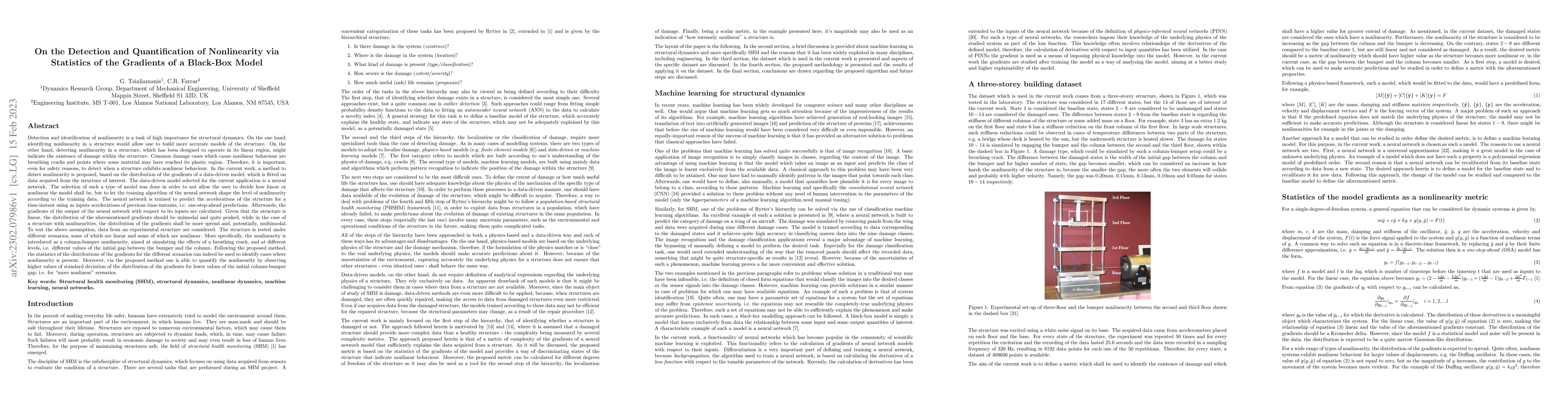 Thumbnail for On the Detection and Quantification of Nonlinearity via Statistics of
  the Gradients of a Black-Box Model