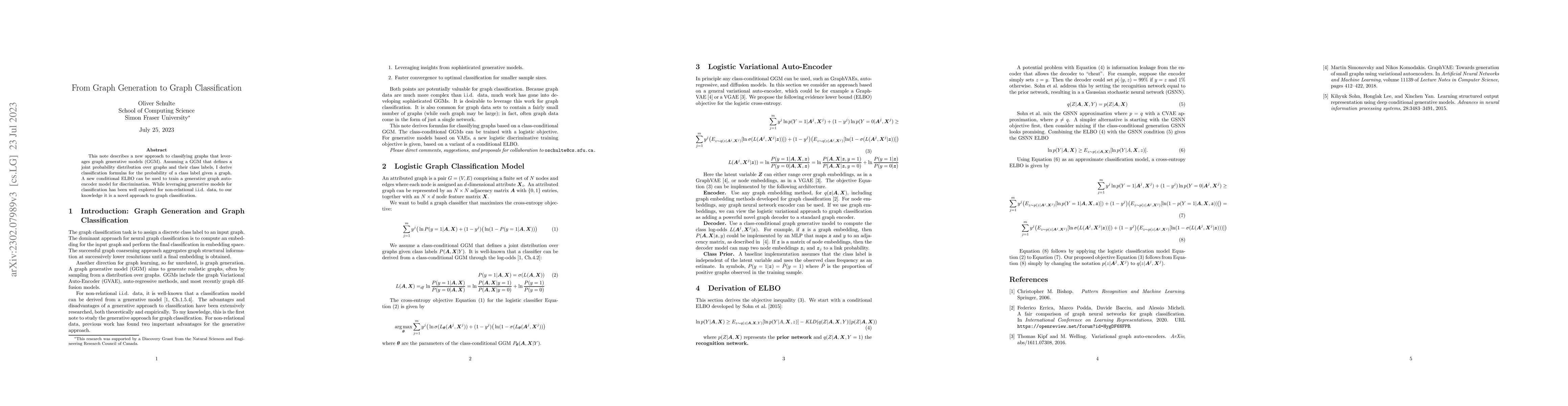 Thumbnail for From Graph Generation to Graph Classification