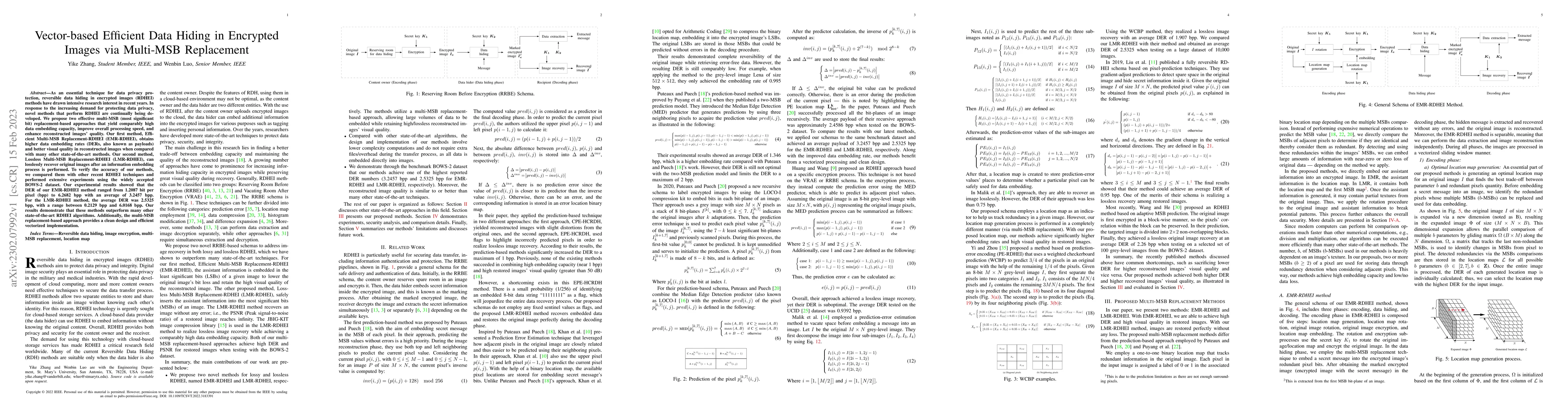 Thumbnail for Vector-based Efficient Data Hiding in Encrypted Images via Multi-MSB
  Replacement