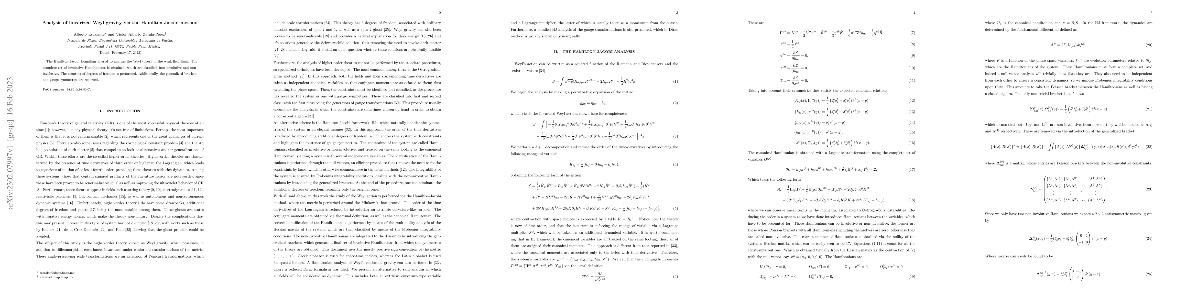 Thumbnail for Analysis of linearized Weyl gravity via the Hamilton-Jacobi method