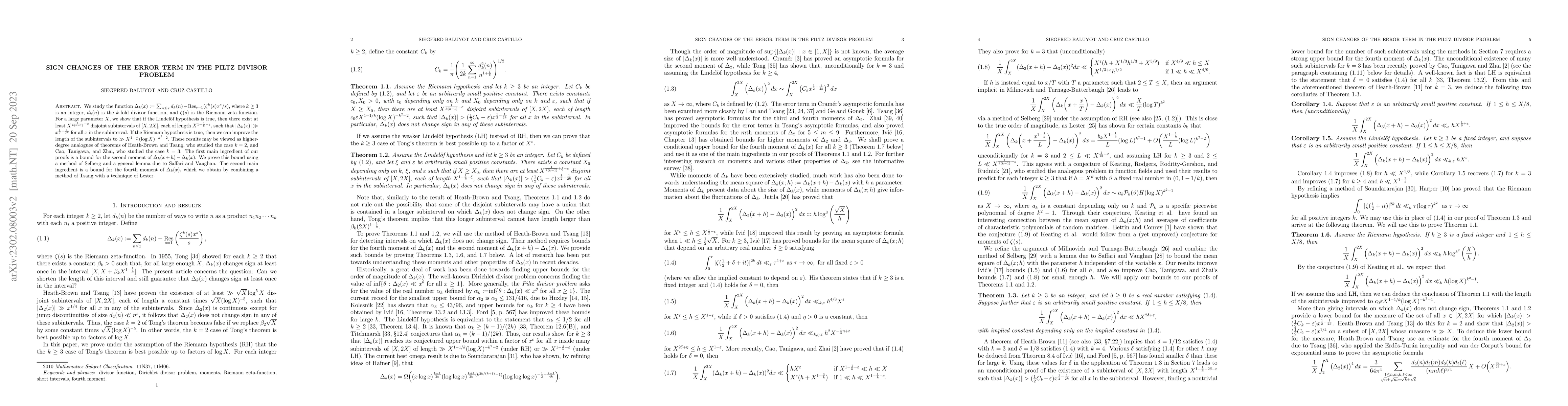 Thumbnail for Sign changes of the error term in the Piltz divisor problem