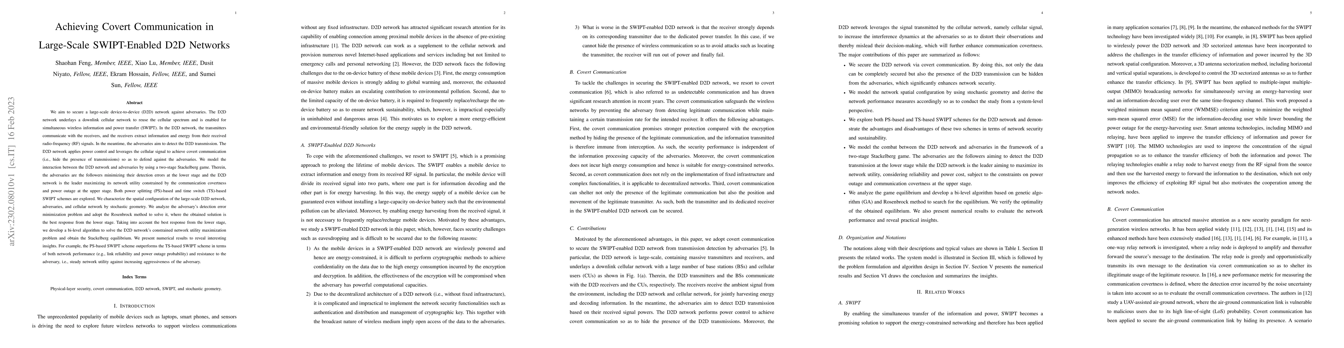 Thumbnail for Achieving Covert Communication in Large-Scale SWIPT-Enabled D2D Networks