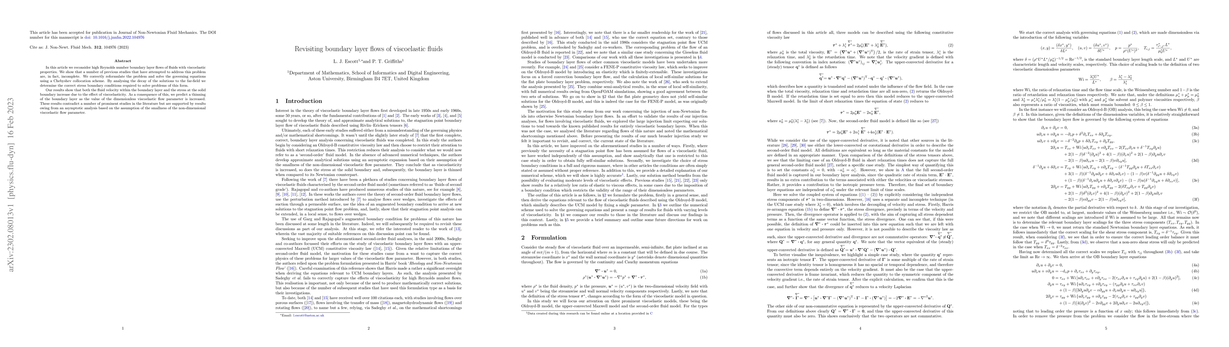 Thumbnail for Revisiting boundary layer flows of viscoelastic fluids