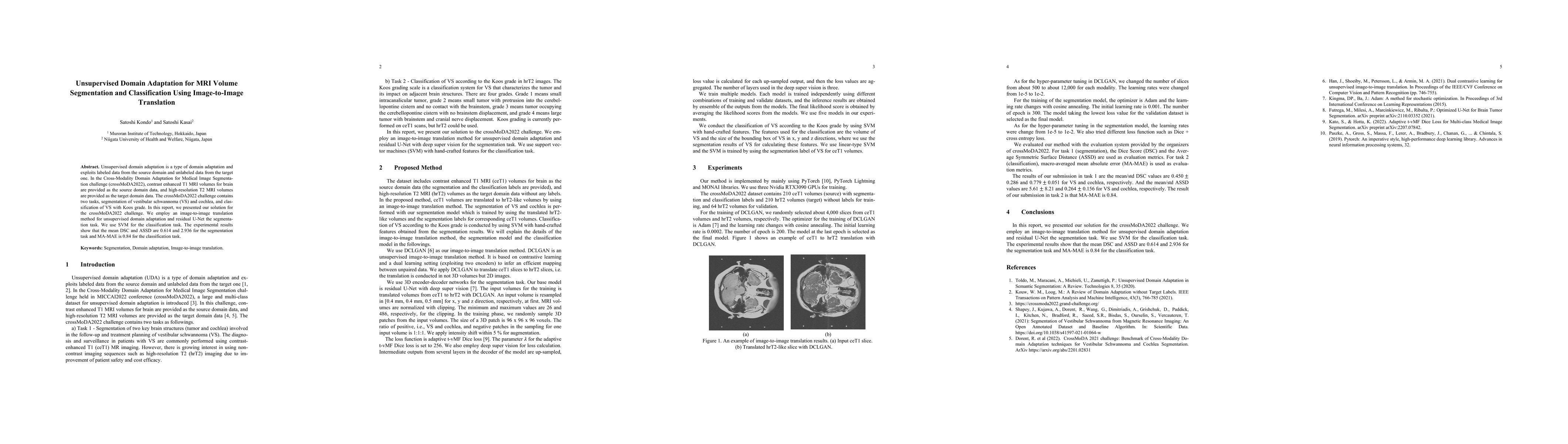 Thumbnail for Unsupervised Domain Adaptation for MRI Volume Segmentation and
  Classification Using Image-to-Image Translation
