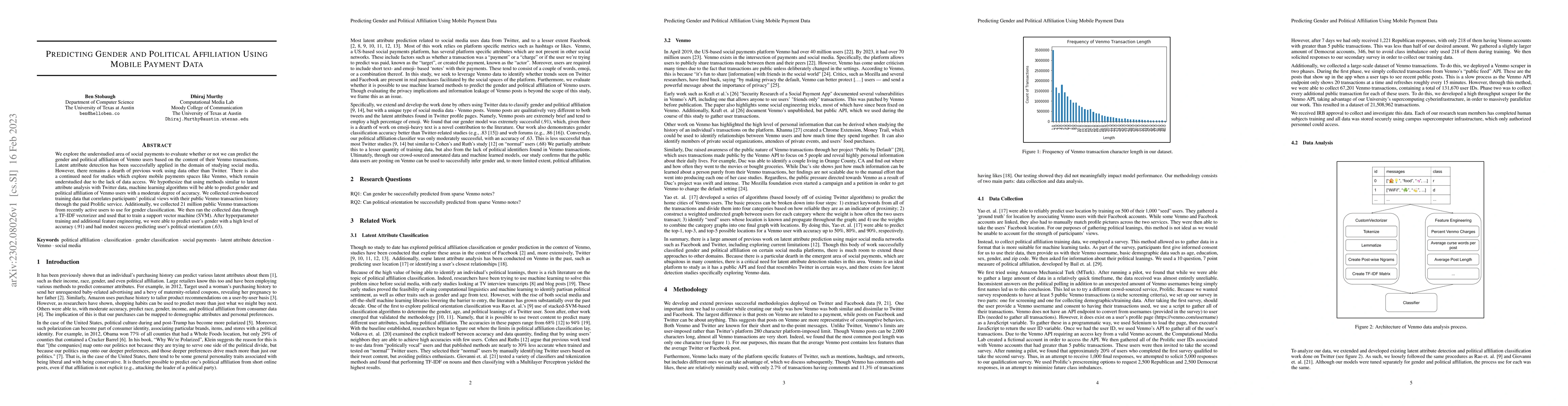 Thumbnail for Predicting Gender and Political Affiliation Using Mobile Payment Data