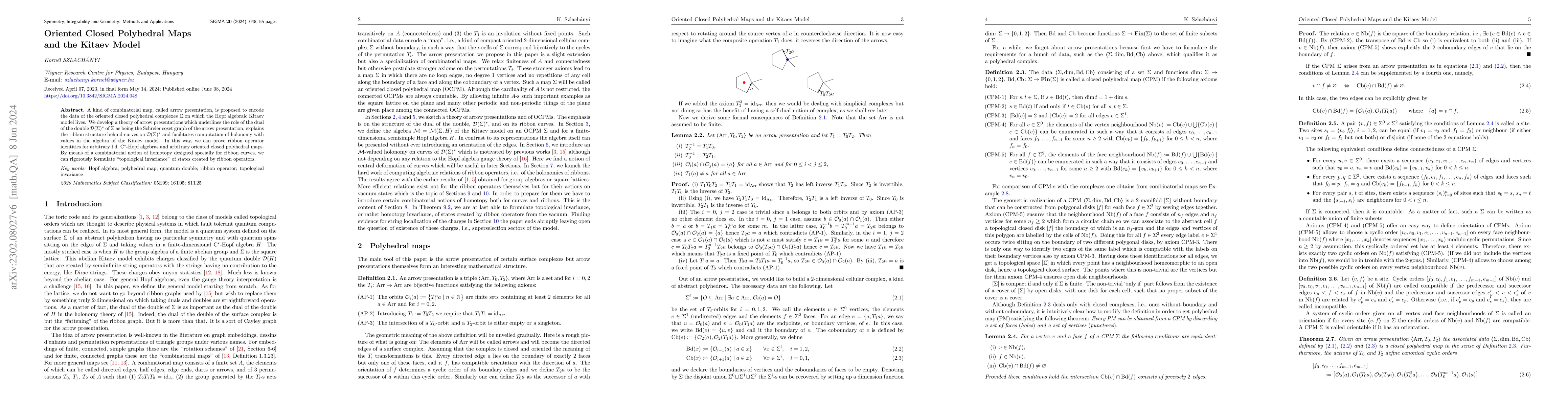 Thumbnail for Oriented Closed Polyhedral Maps and the Kitaev Model