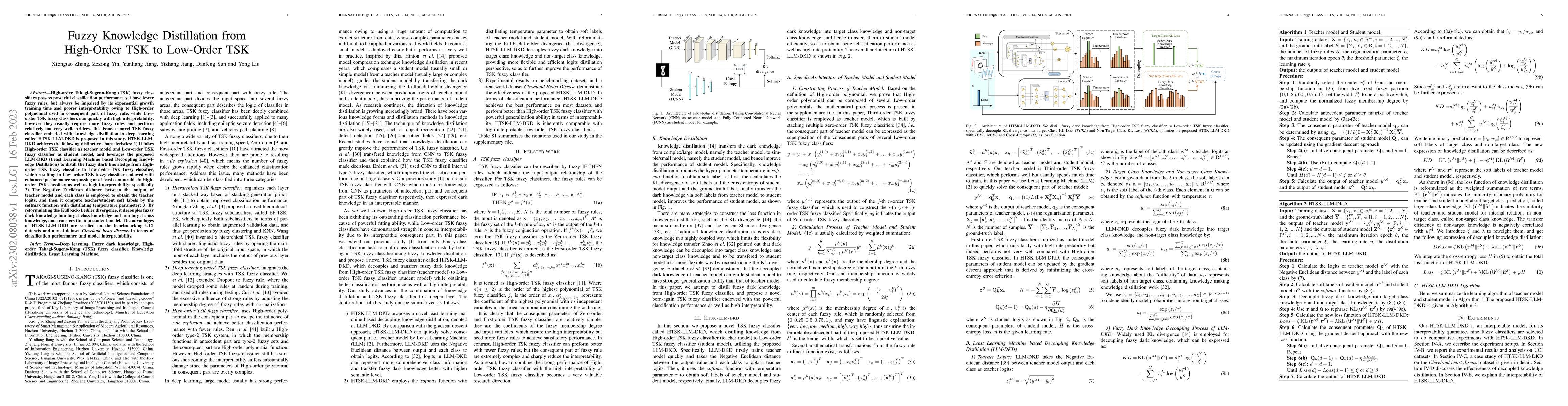 Thumbnail for Fuzzy Knowledge Distillation from High-Order TSK to Low-Order TSK