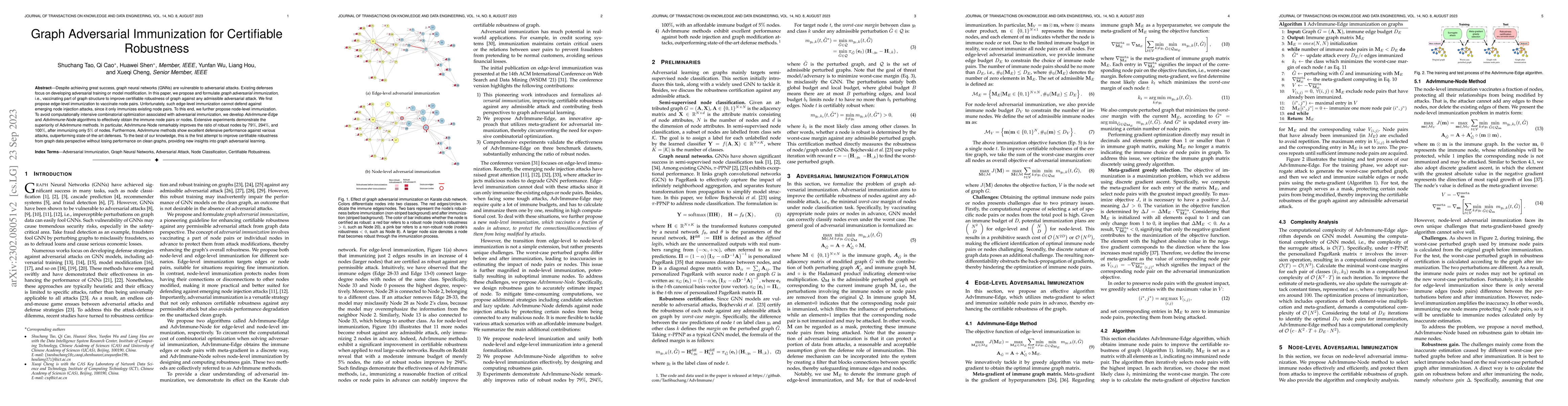 Thumbnail for Graph Adversarial Immunization for Certifiable Robustness