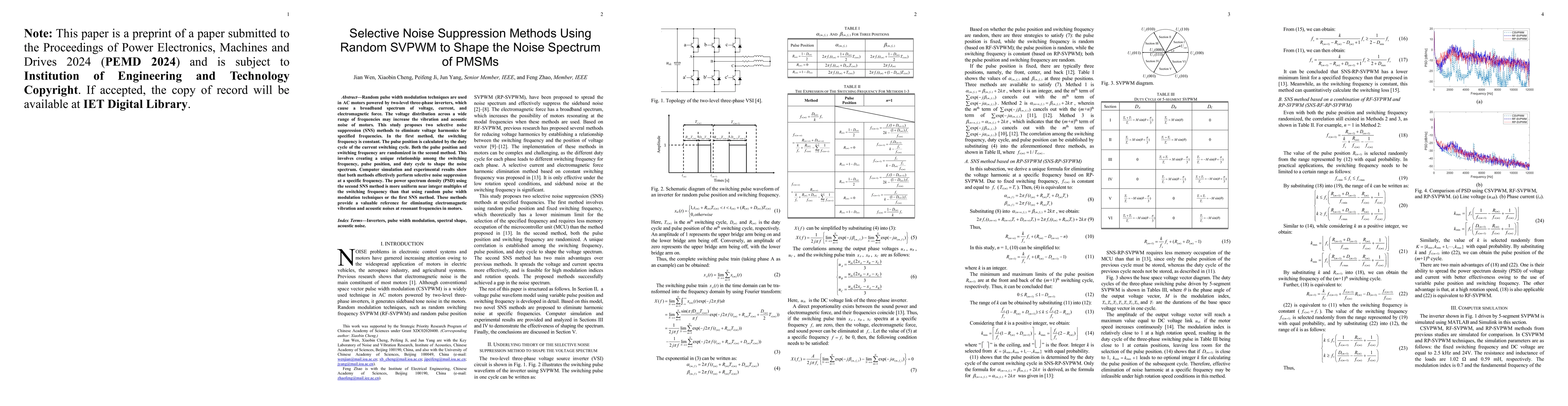 Thumbnail for Selective Noise Suppression Methods Using Random SVPWM to Shape the
  Noise Spectrum of PMSMs