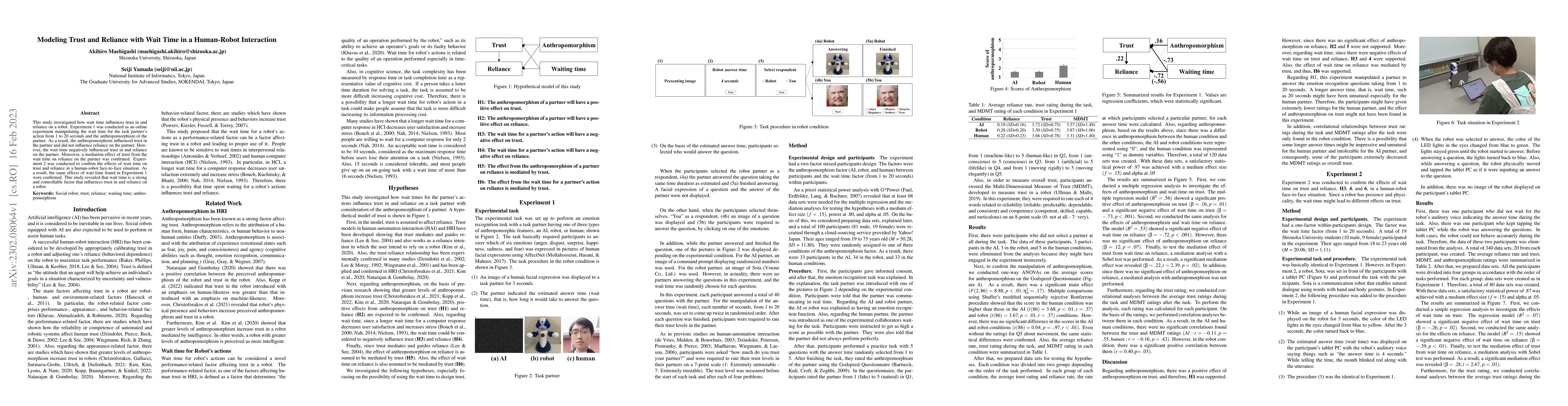 Thumbnail for Modeling Trust and Reliance with Wait Time in a Human-Robot Interaction