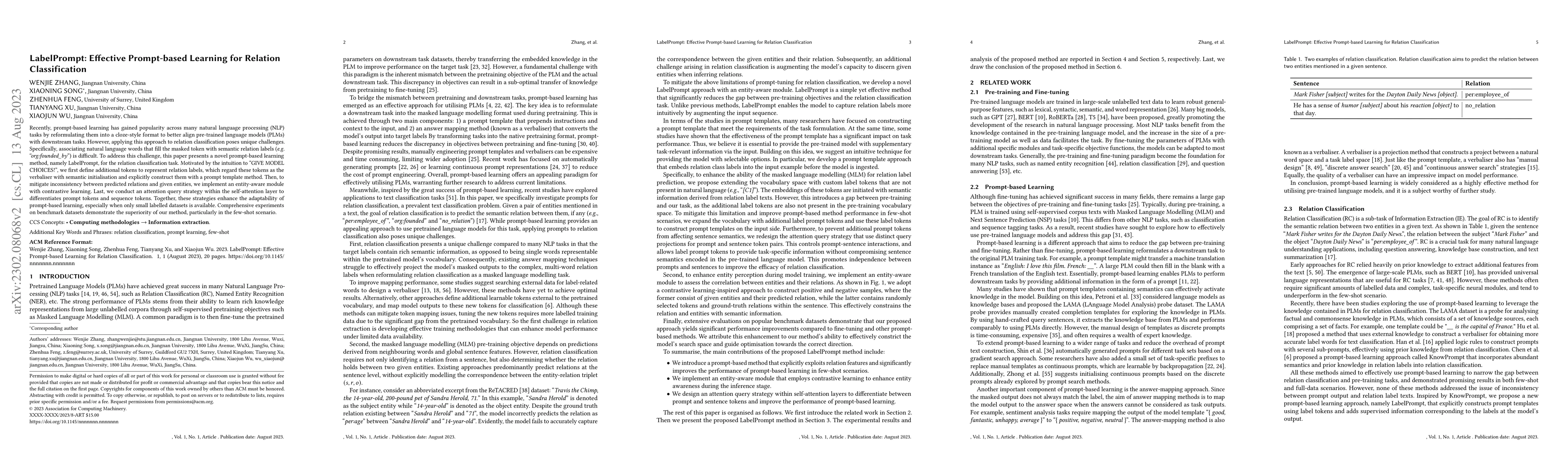 Thumbnail for LabelPrompt: Effective Prompt-based Learning for Relation Classification