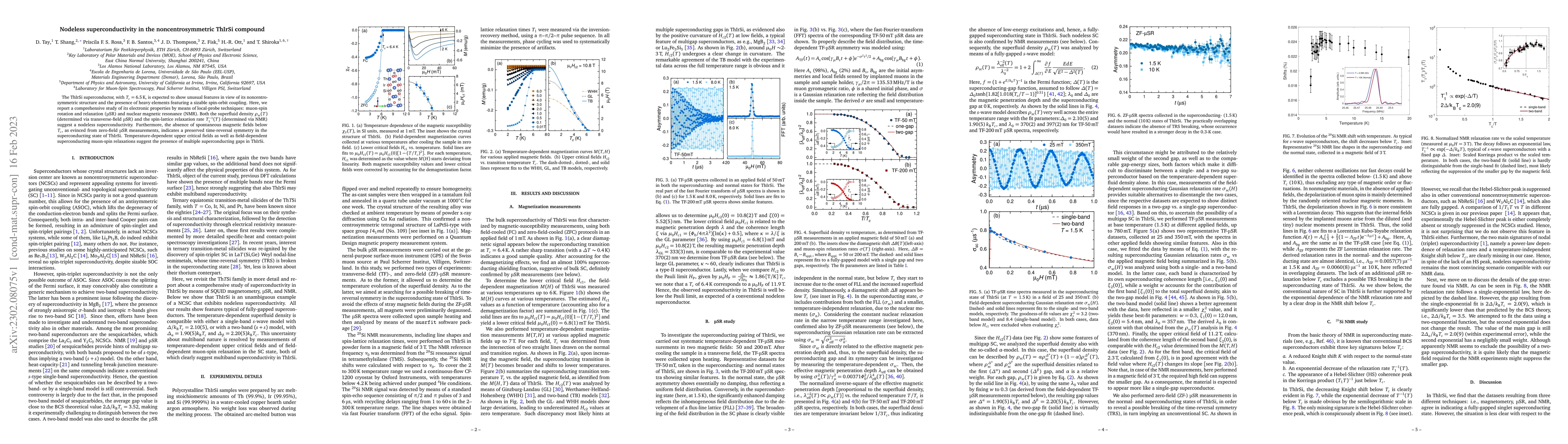 Thumbnail for Nodeless superconductivity in the noncentrosymmetric ThIrSi compound