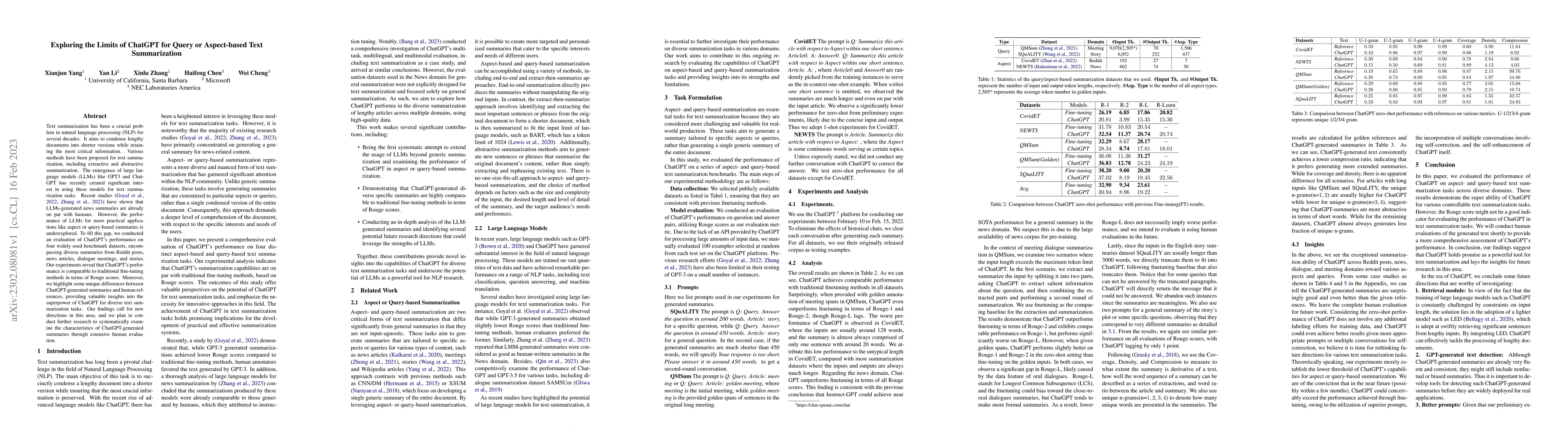 Thumbnail for Exploring the Limits of ChatGPT for Query or Aspect-based Text
  Summarization