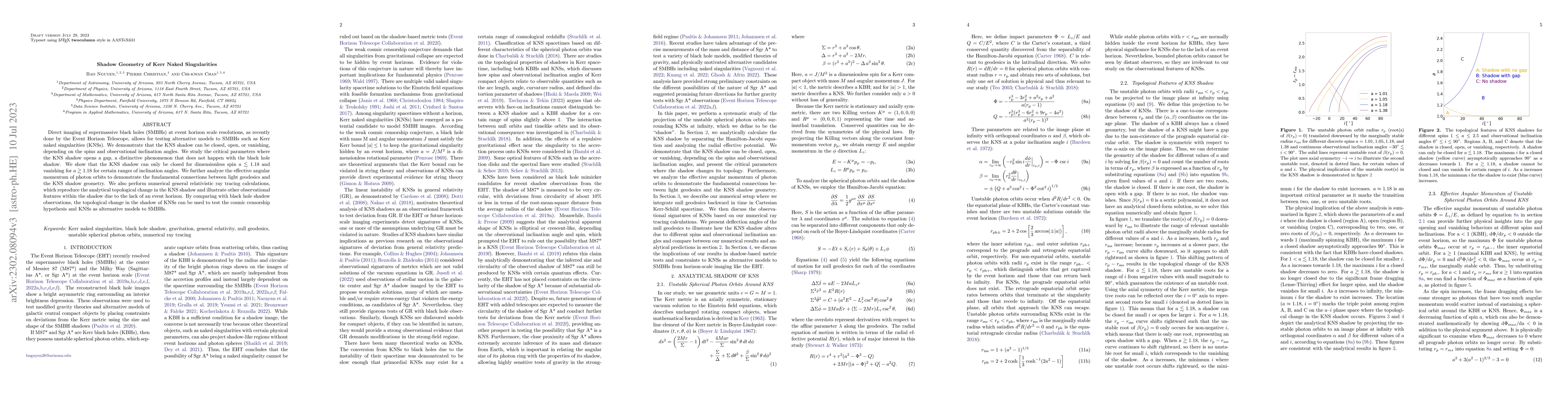 Thumbnail for Shadow Geometry of Kerr Naked Singularities