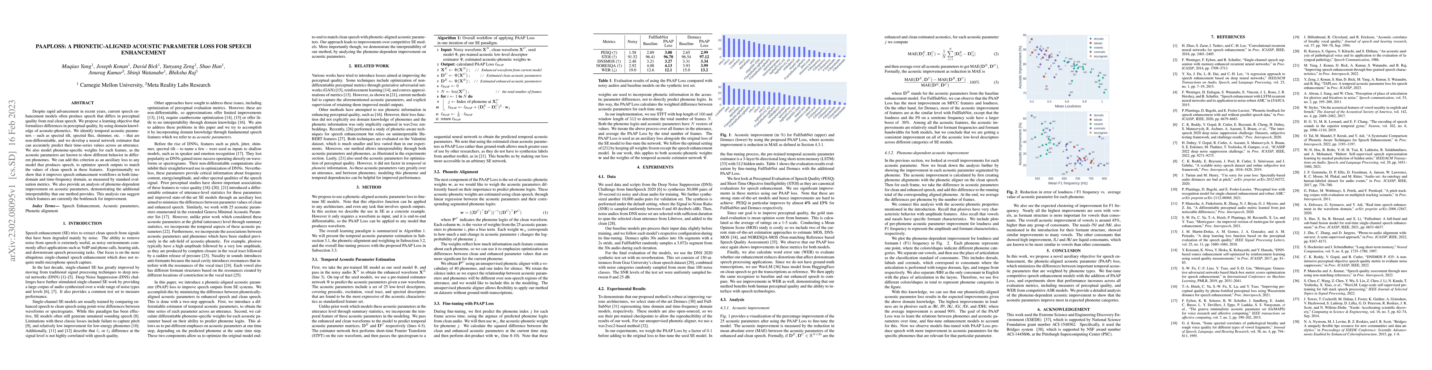 Thumbnail for PAAPLoss: A Phonetic-Aligned Acoustic Parameter Loss for Speech
  Enhancement