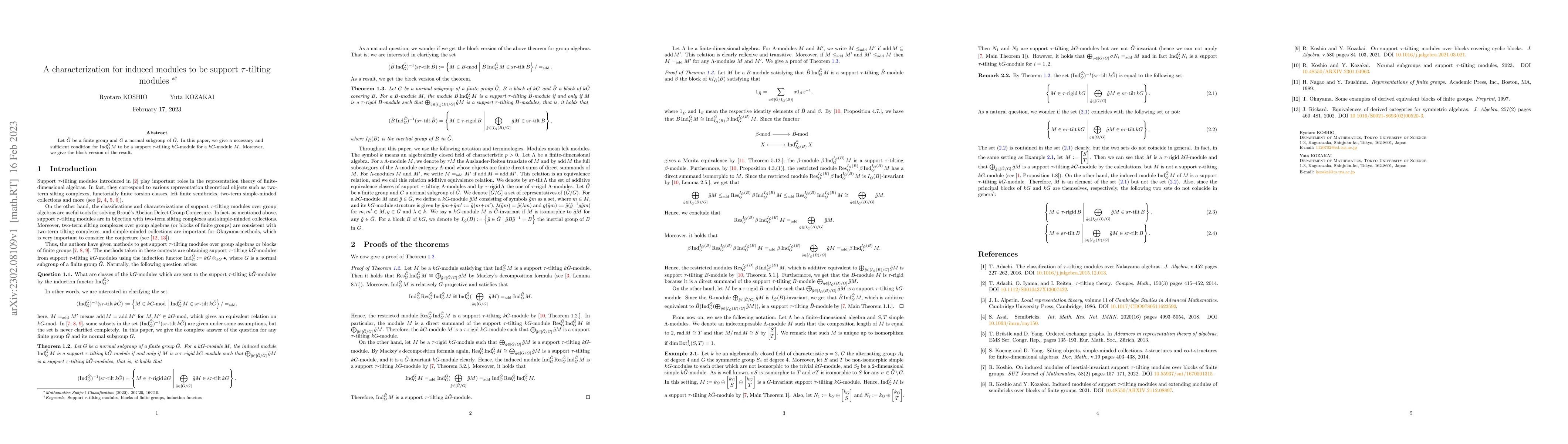Thumbnail for A characterization for induced modules to be support $\tau$-tilting
  modules