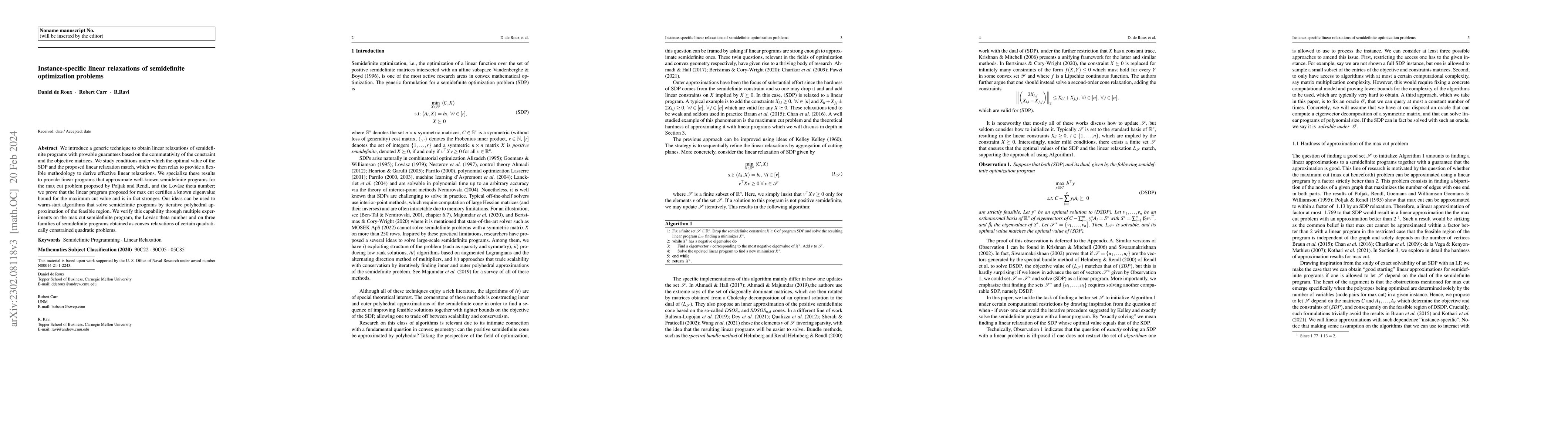 Thumbnail for Instance-specific linear relaxations of semidefinite optimization
  problems