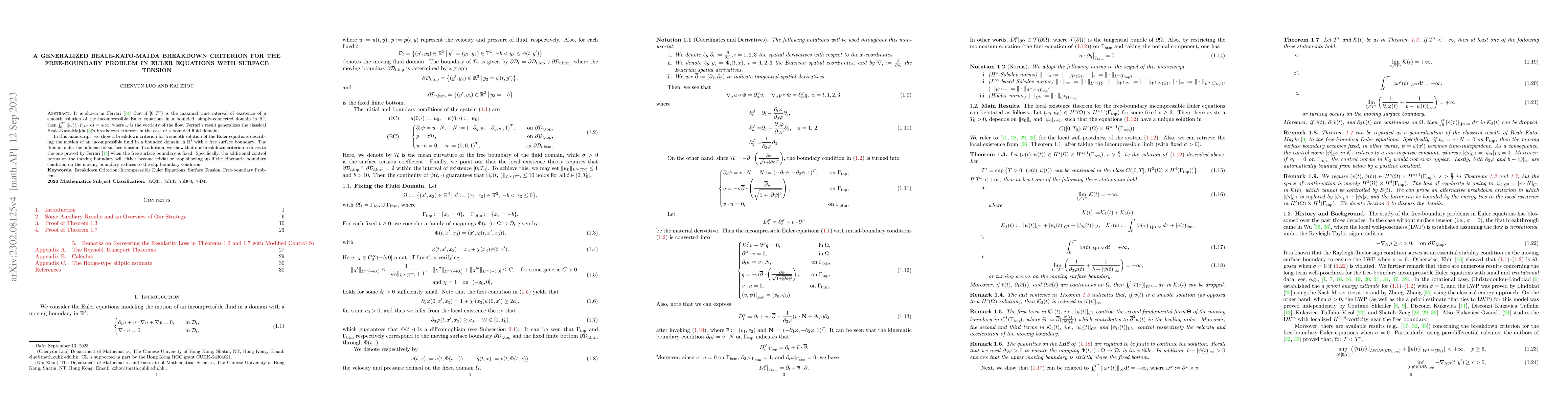 Thumbnail for A Generalized Beale-Kato-Majda Breakdown Criterion for the free-boundary
  problem in Euler Equations with Surface Tension