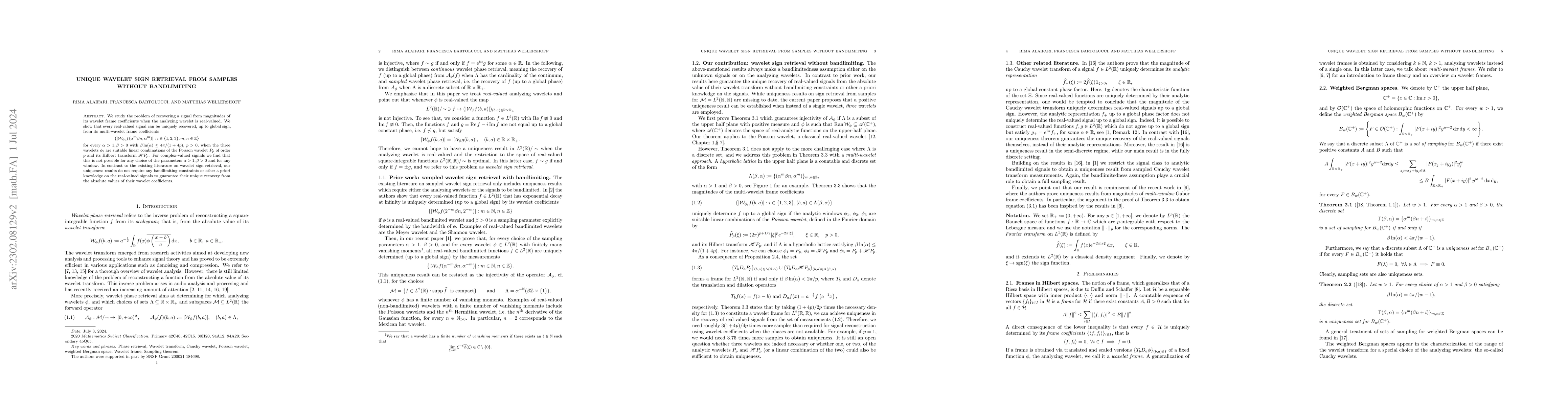 Thumbnail for Unique wavelet sign retrieval from samples without bandlimiting