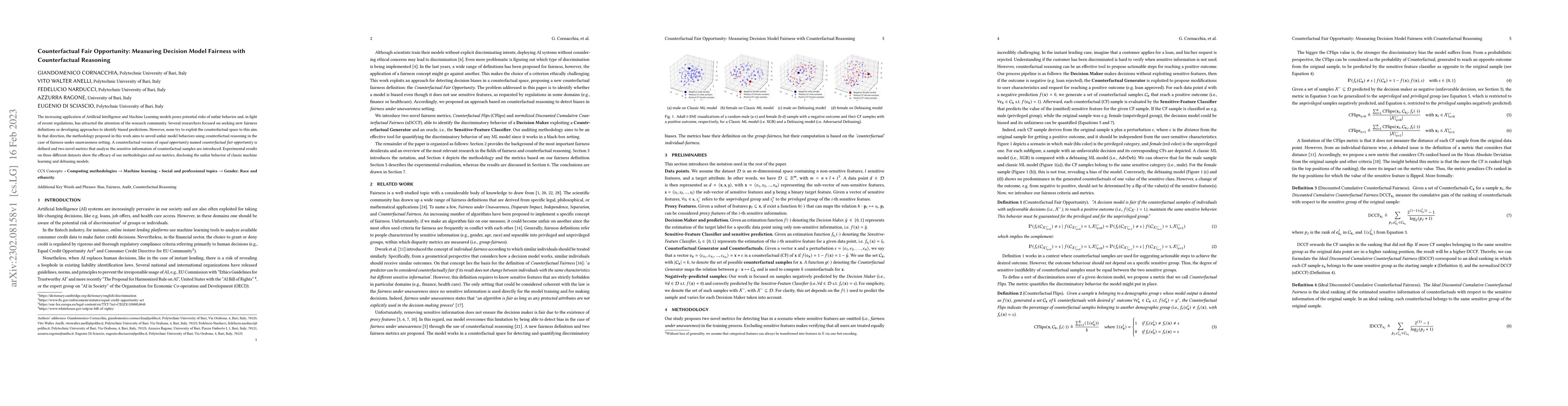 Thumbnail for Counterfactual Fair Opportunity: Measuring Decision Model Fairness with
  Counterfactual Reasoning