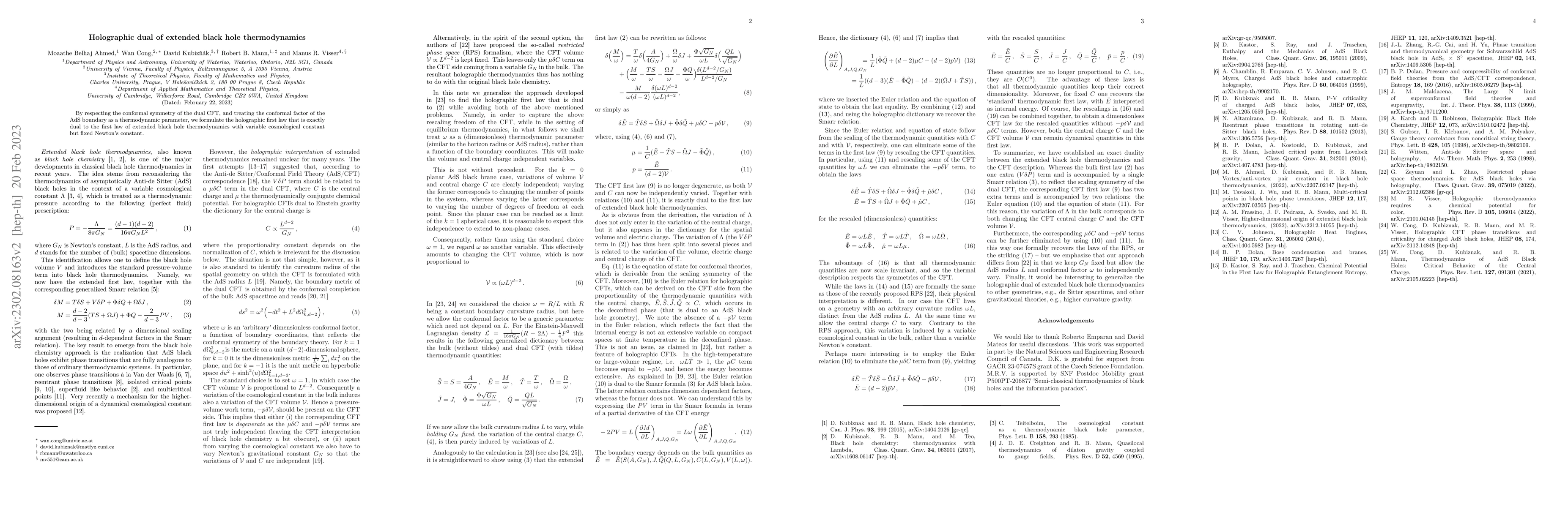 Thumbnail for Holographic dual of extended black hole thermodynamics