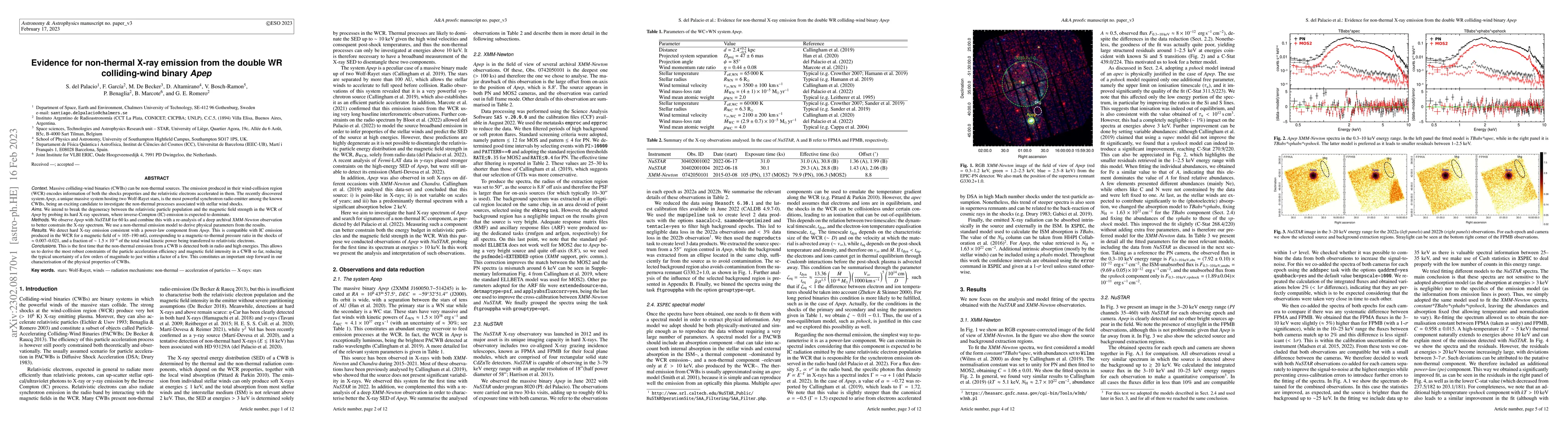 Thumbnail for Evidence for non-thermal X-ray emission from the double WR
  colliding-wind binary Apep