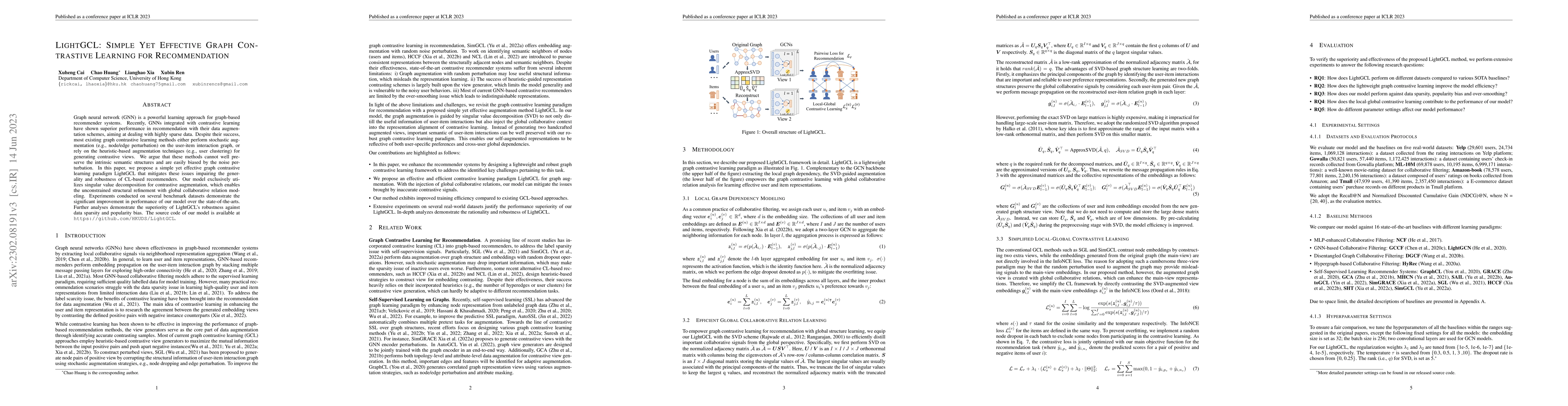 Thumbnail for LightGCL: Simple Yet Effective Graph Contrastive Learning for
  Recommendation