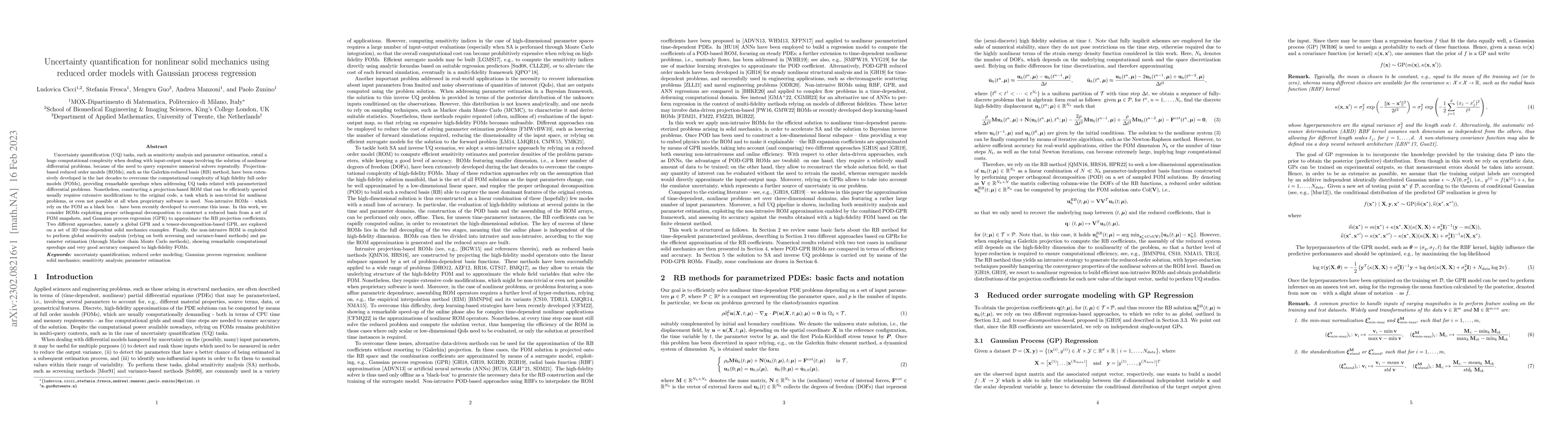 Thumbnail for Uncertainty quantification for nonlinear solid mechanics using reduced
  order models with Gaussian process regression