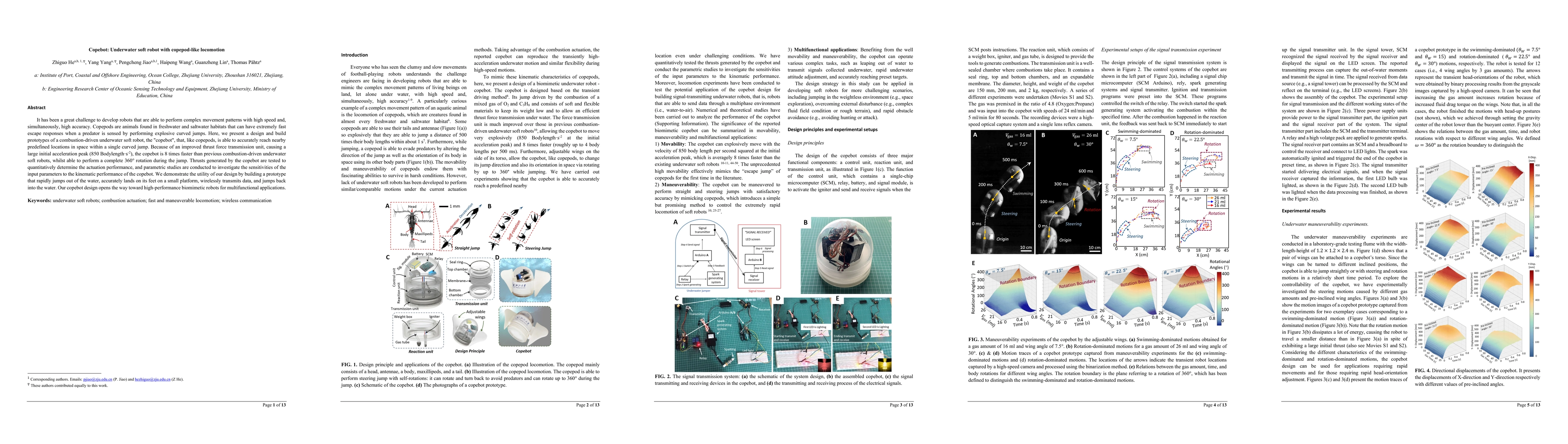 Thumbnail for Copebot: Underwater soft robot with copepod-like locomotion