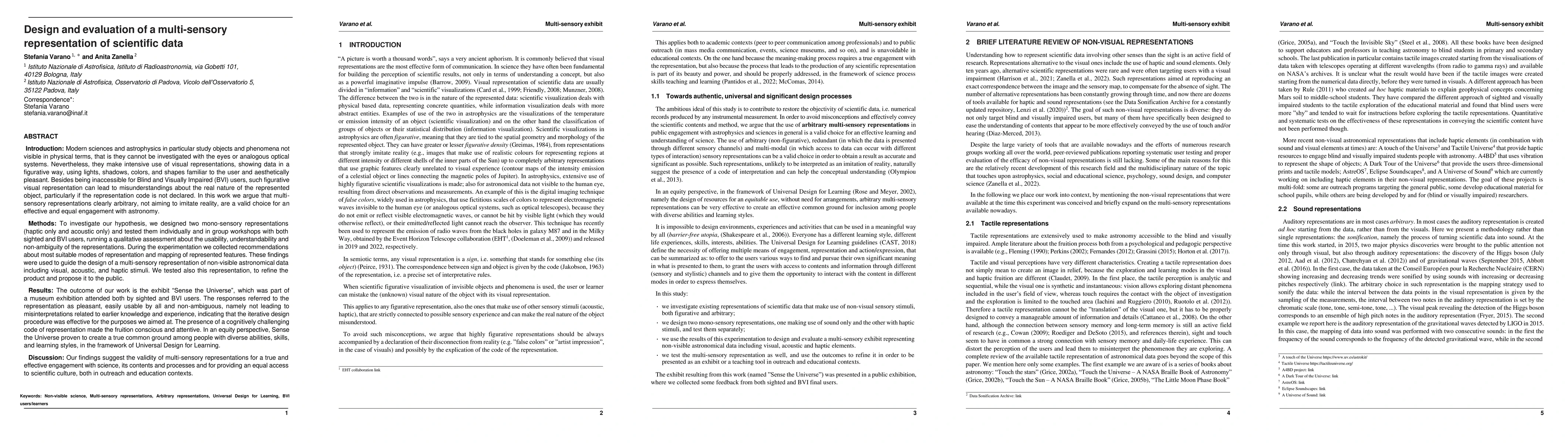Thumbnail for Design and evaluation of a multi-sensory representation of scientific
  data