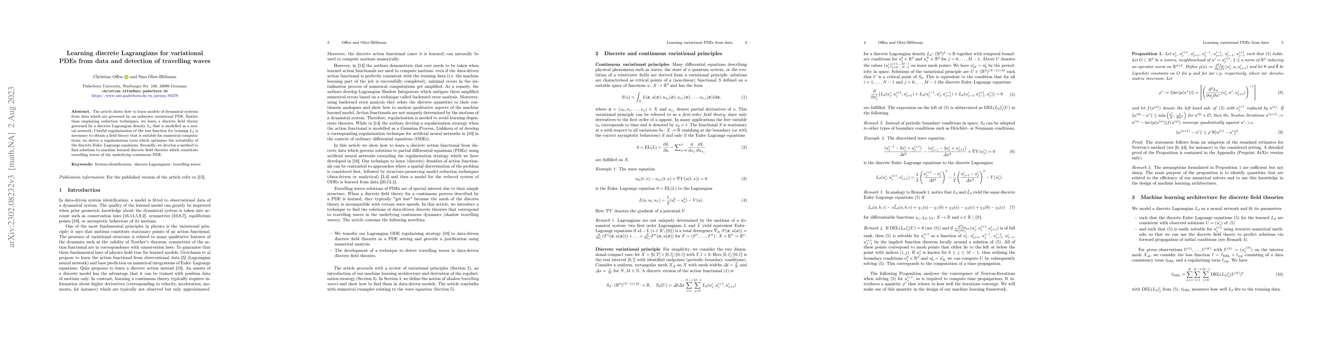 Thumbnail for Learning discrete Lagrangians for variational PDEs from data and
  detection of travelling waves