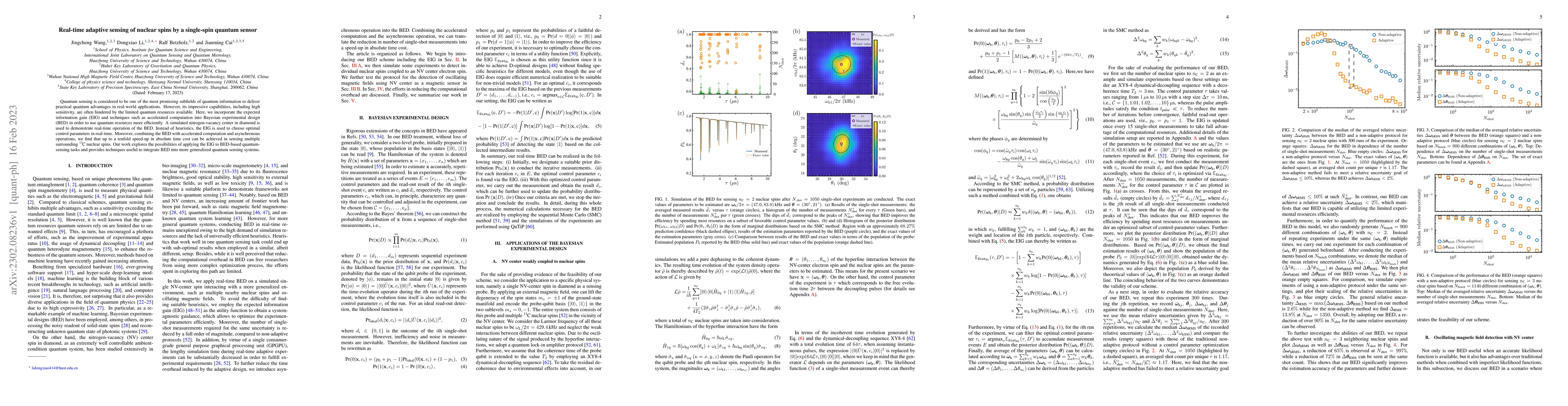 Thumbnail for Real-time adaptive sensing of nuclear spins by a single-spin quantum
  sensor