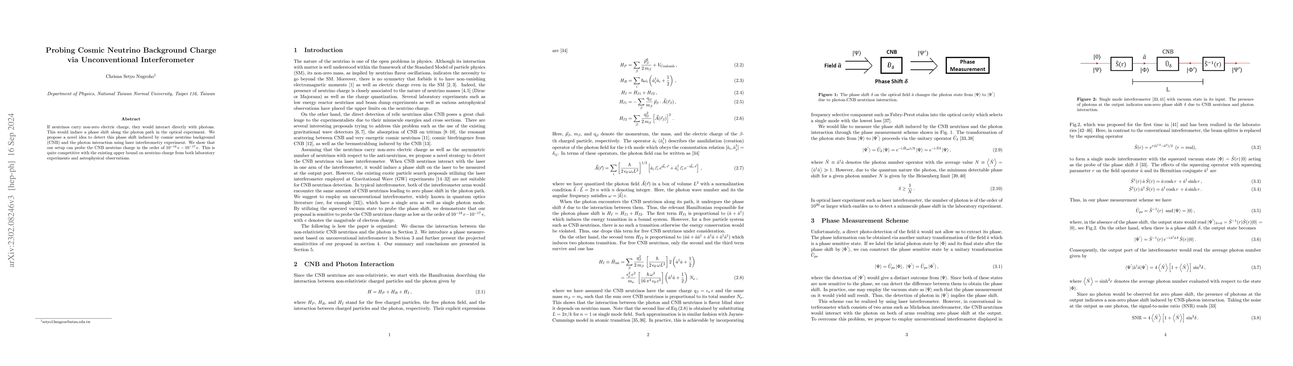 Thumbnail for Probing Cosmic Neutrino Background Charge via Unconventional
  Interferometer