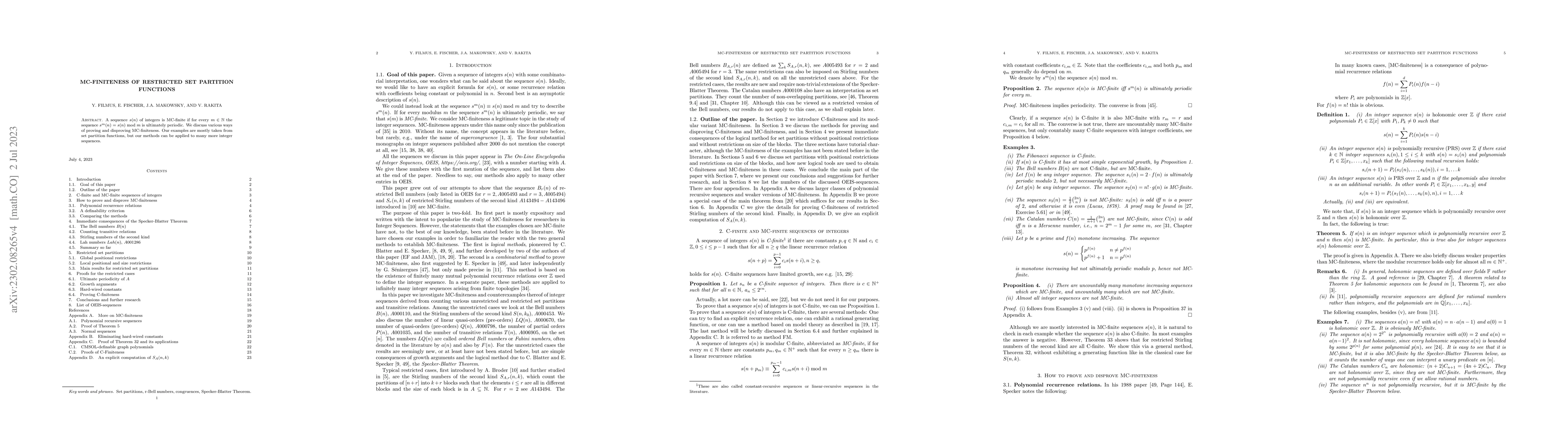 Thumbnail for MC-finiteness of restricted set partition functions